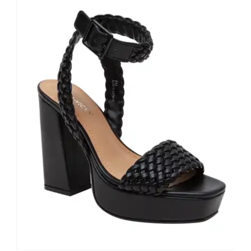 Lisa Vicky Women’s Black Jewel Platform Braided Strap Sandals